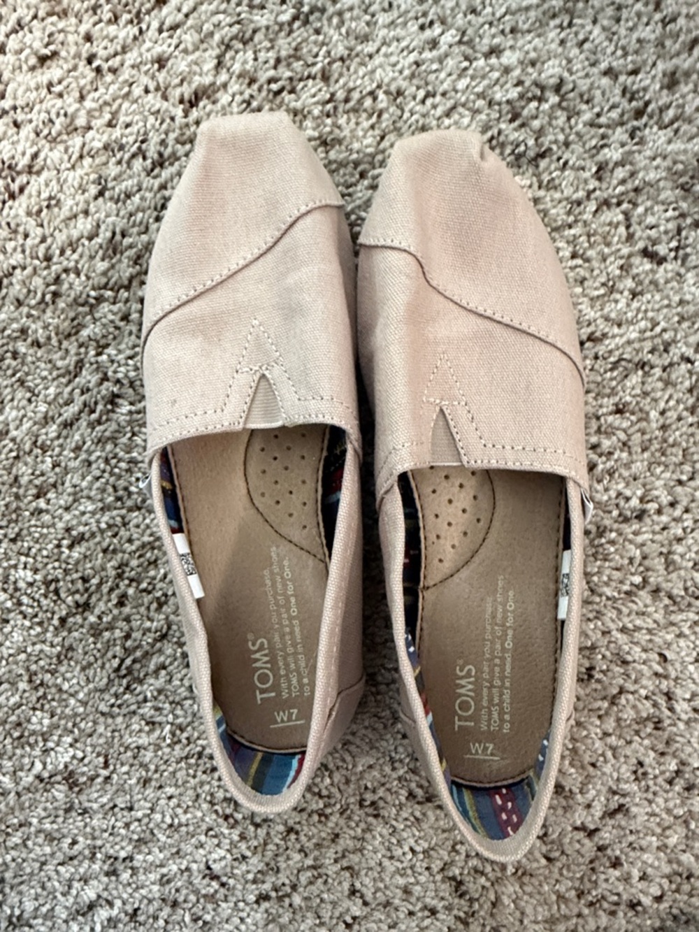 TOMS Women's Canvas Slip-On Moccasins in Nude
